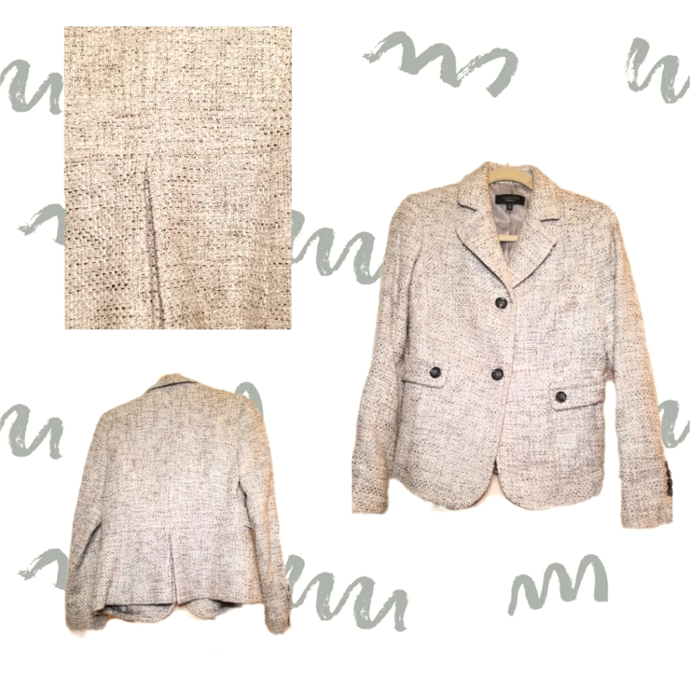 Talbots Light Gray Tweed Short Blazer